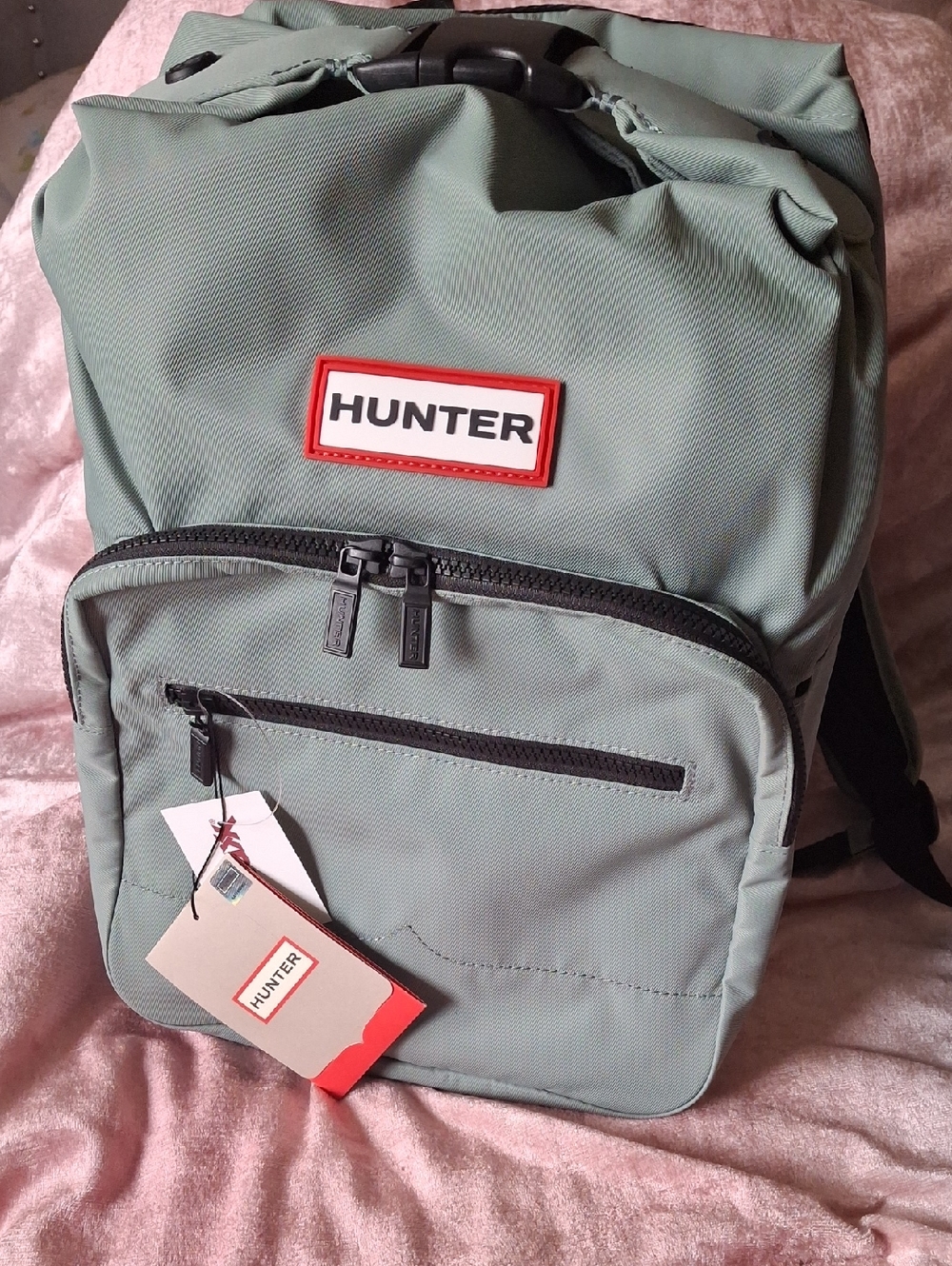 NWT HUNTER Sage Green Backpack with Front Zip Pocket